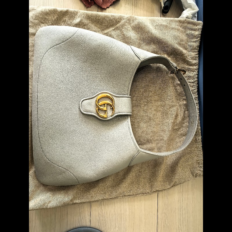 GUCCI Aphrodite雙G全皮革肩背包-5