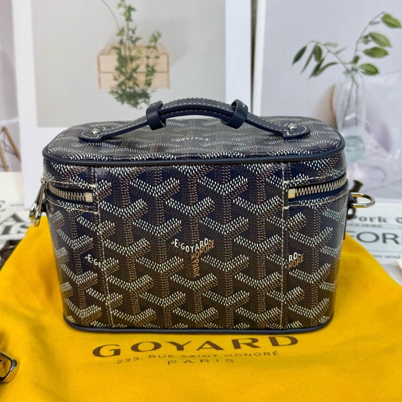 Goyard Muse 海藍色 迷小型帆布 小牛皮化妝袋-1