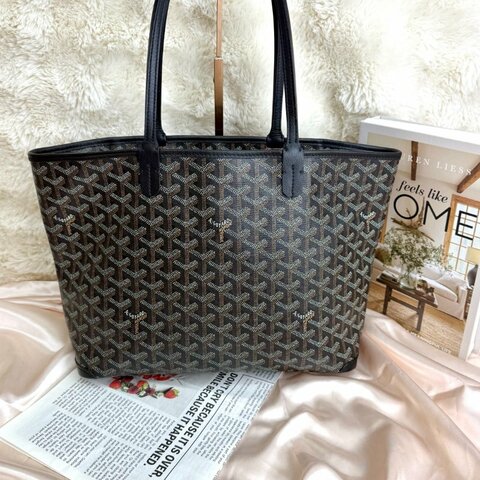 Goyard Saint Louis 購物袋 黑色 老花 Goyardine 帆布 小號