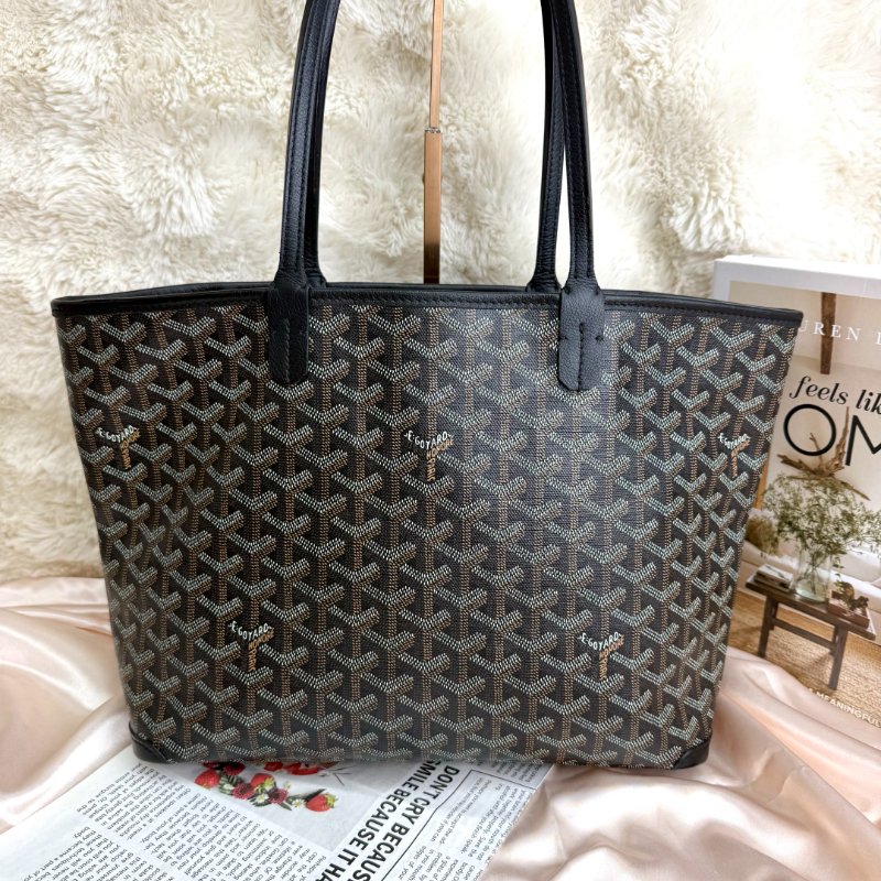 Goyard Saint Louis 購物袋 黑色 老花 Goyardine 帆布 小號-1