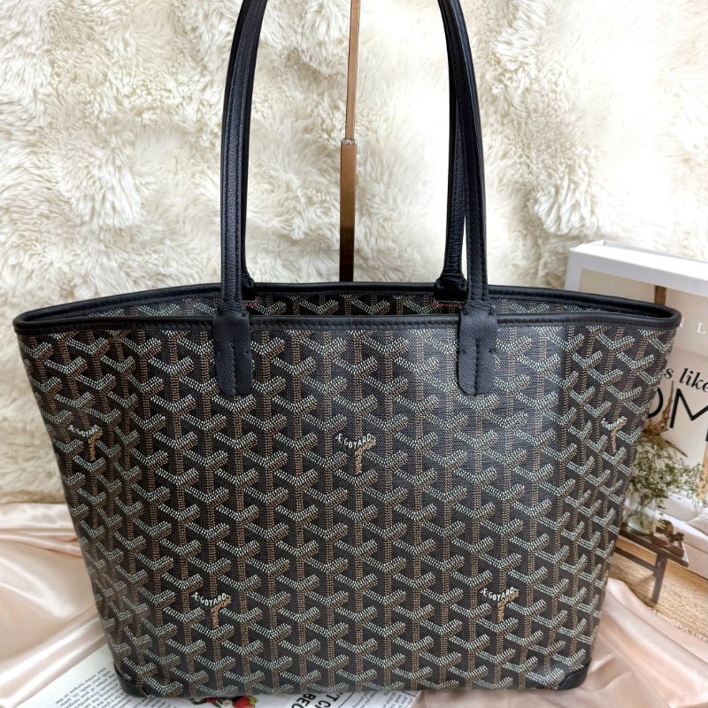 Goyard Saint Louis 購物袋 黑色 老花 Goyardine 帆布 小號-2