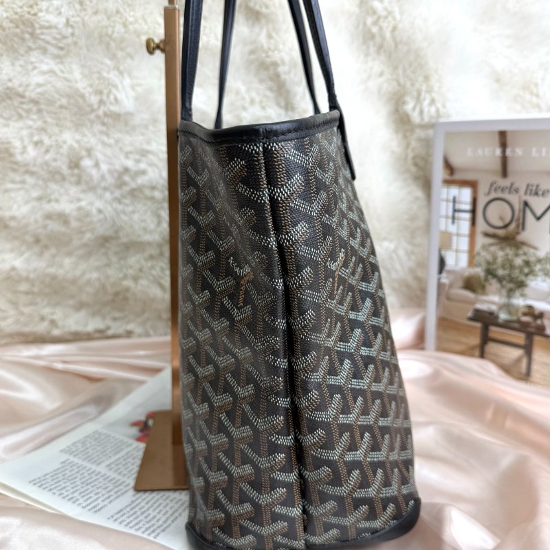 Goyard Saint Louis 購物袋 黑色 老花 Goyardine 帆布 小號-4