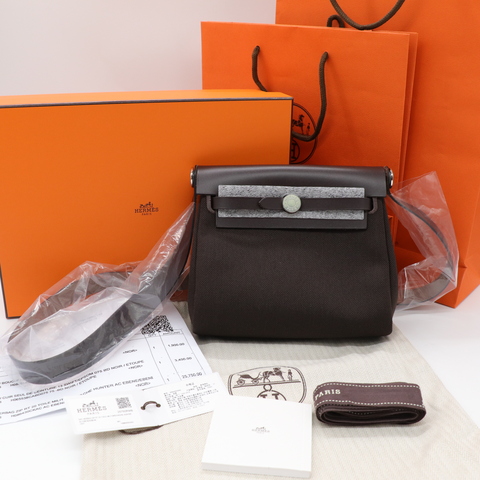 Hermes Herbag Mini 20cm 烏木色 銀扣