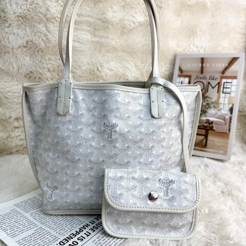 Goyard mini tote老花白灰色