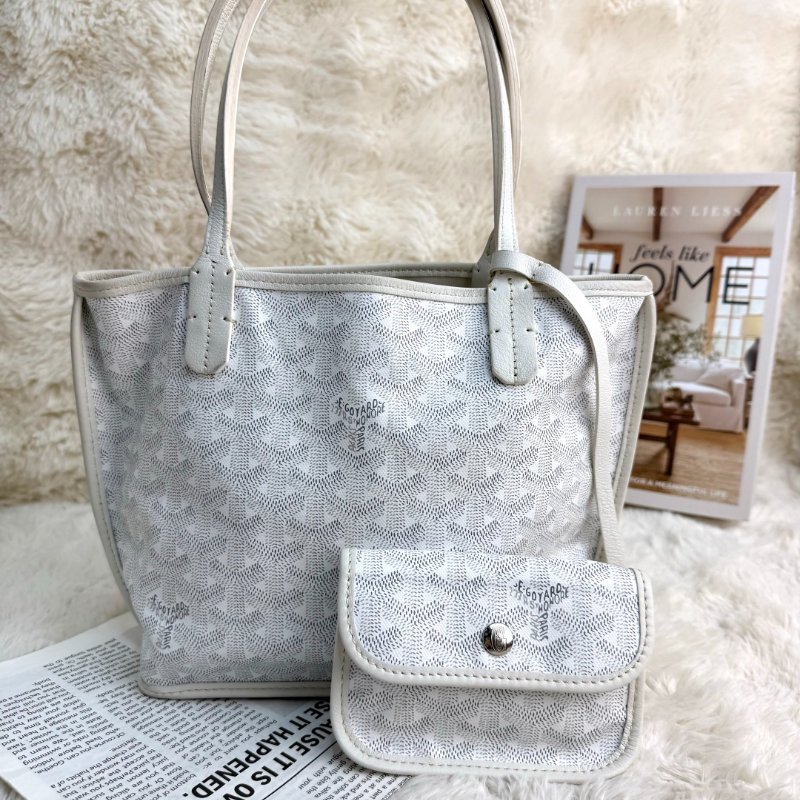 Goyard mini tote老花白灰色-0