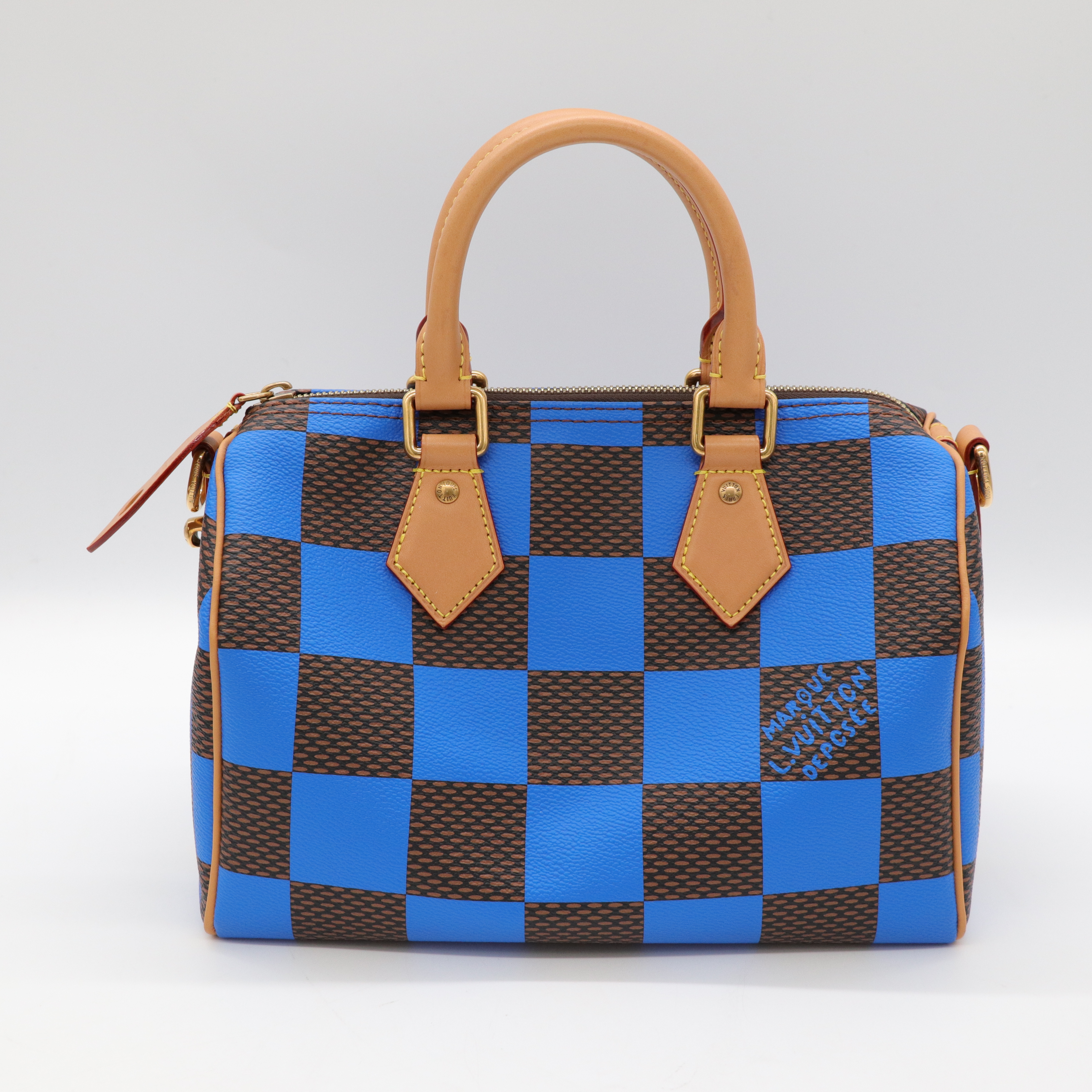 Louis Vuitton路易威登 SPEEDY 25BLUE COATED CANVAS 藍色 手提包 肩背包-1