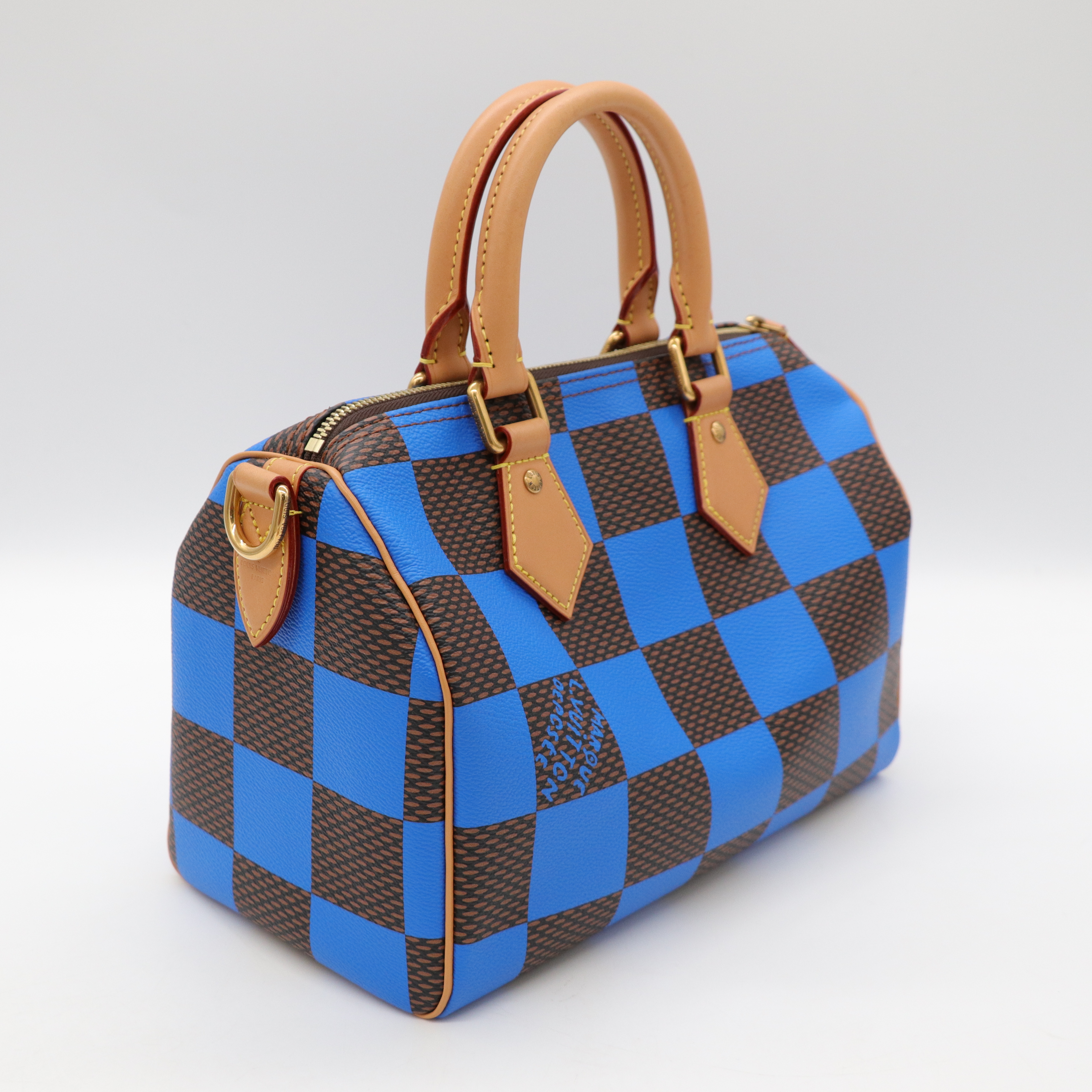Louis Vuitton路易威登 SPEEDY 25BLUE COATED CANVAS 藍色 手提包 肩背包-5