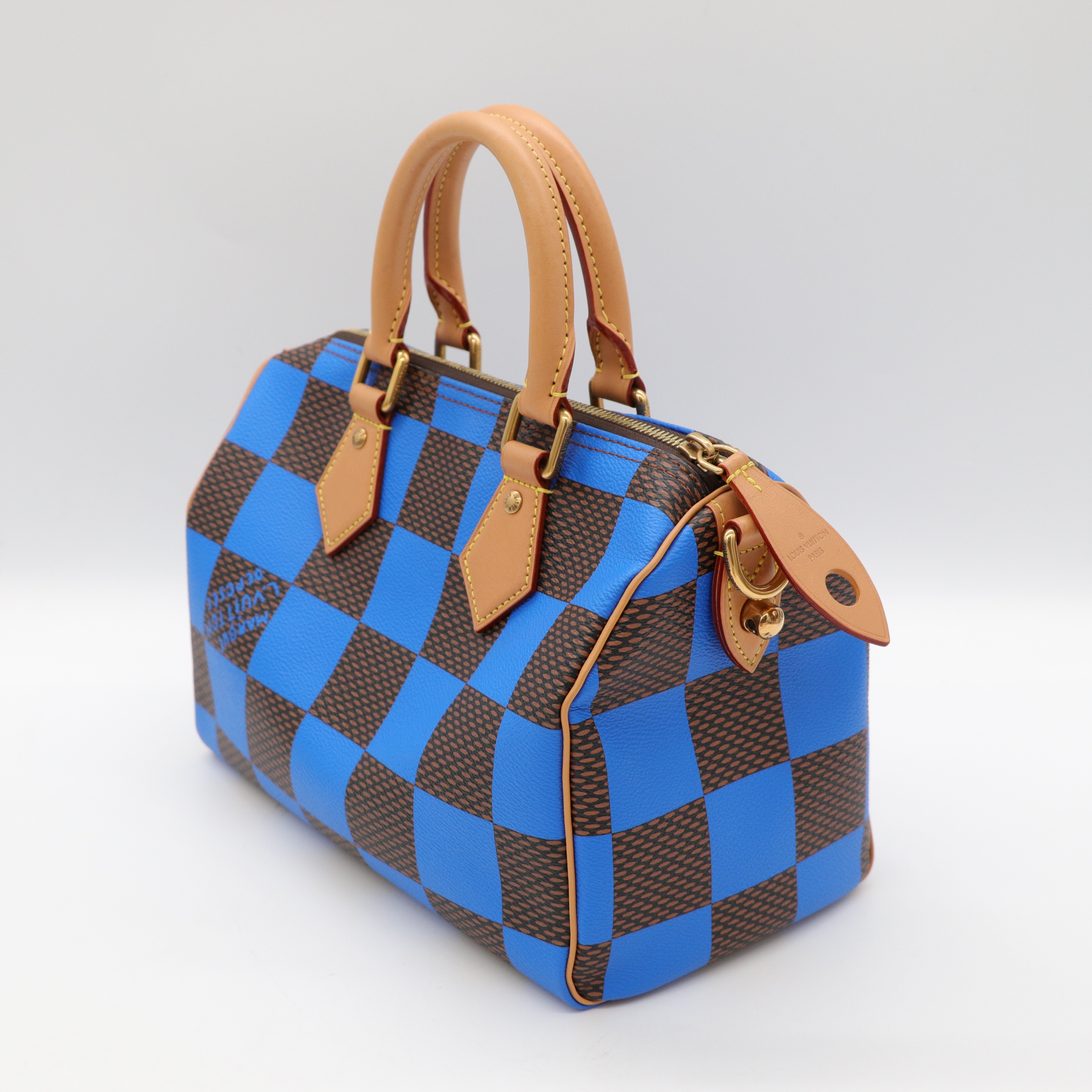 Louis Vuitton路易威登 SPEEDY 25BLUE COATED CANVAS 藍色 手提包 肩背包-6