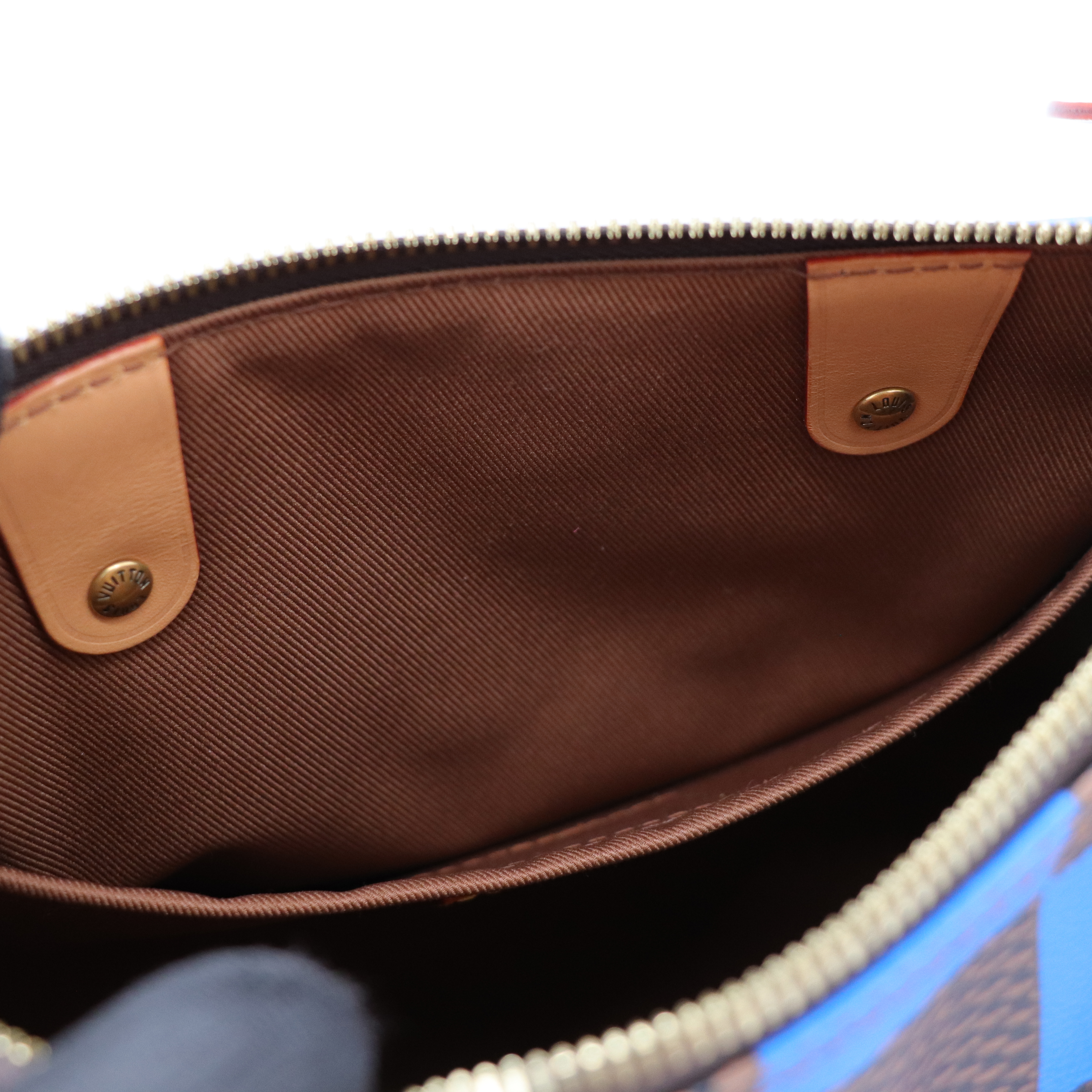 Louis Vuitton路易威登 SPEEDY 25BLUE COATED CANVAS 藍色 手提包 肩背包-13