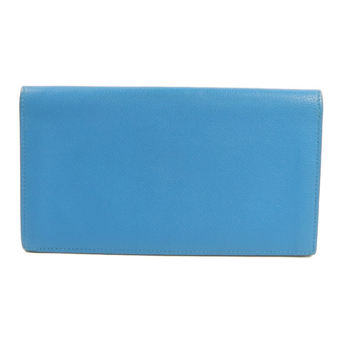 HERMES Evergrain皮革Citizen Twill Long Wallet長錢包Turquoise