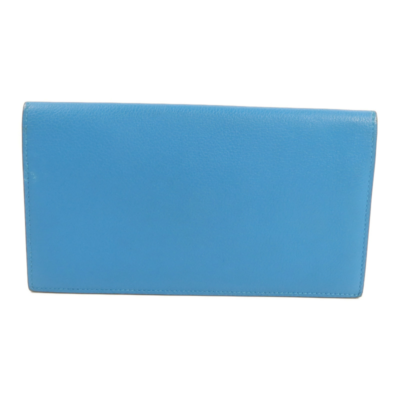 HERMES Evergrain皮革Citizen Twill Long Wallet長錢包Turquoise-1