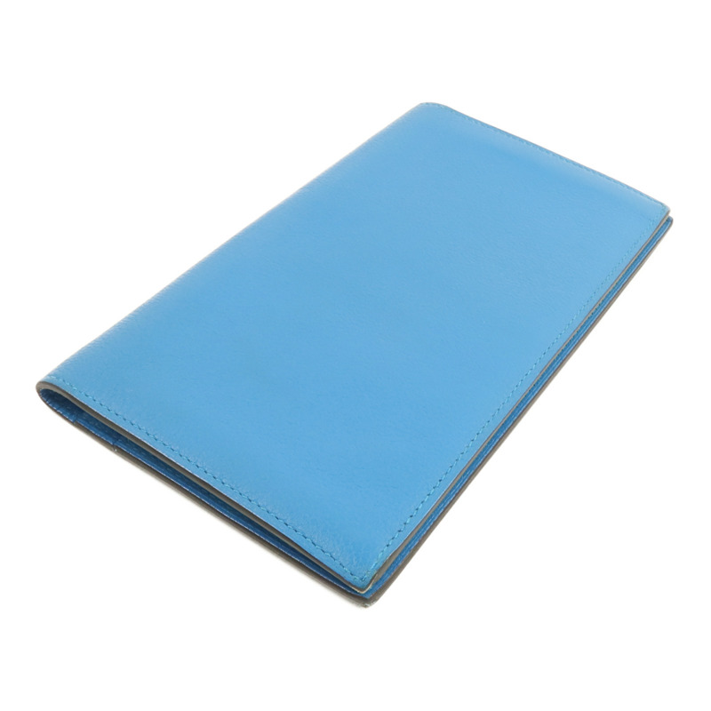 HERMES Evergrain皮革Citizen Twill Long Wallet長錢包Turquoise-3
