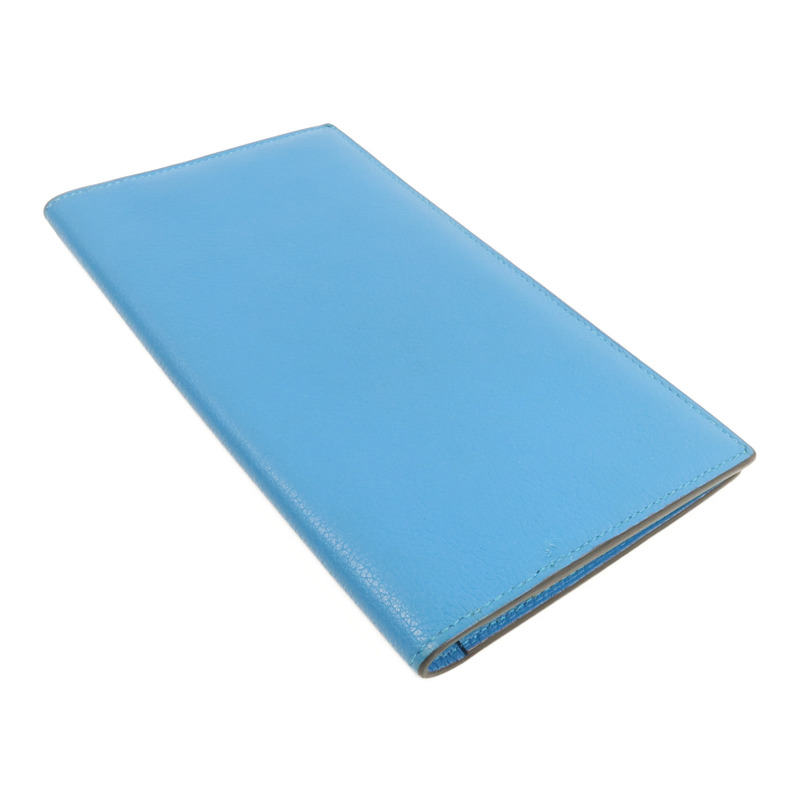HERMES Evergrain皮革Citizen Twill Long Wallet長錢包Turquoise-4