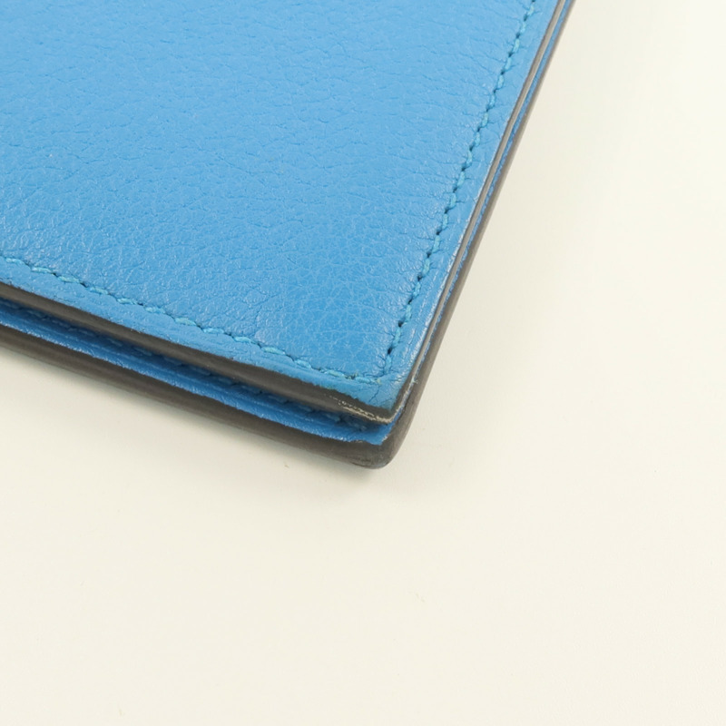 HERMES Evergrain皮革Citizen Twill Long Wallet長錢包Turquoise-7