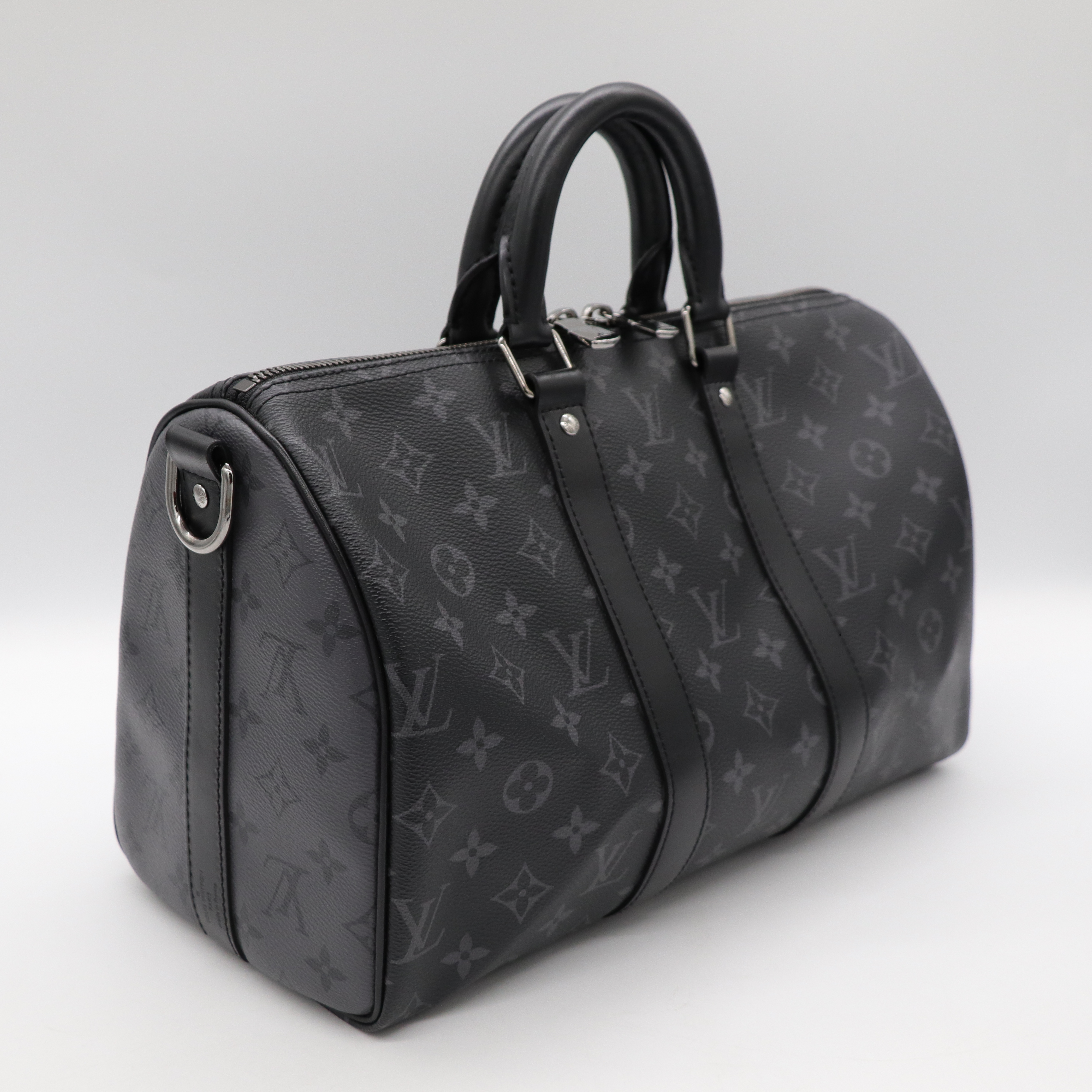 Louis Vuitton路易威登 黑色City Keepall Eclipse帆布 斜背包-2