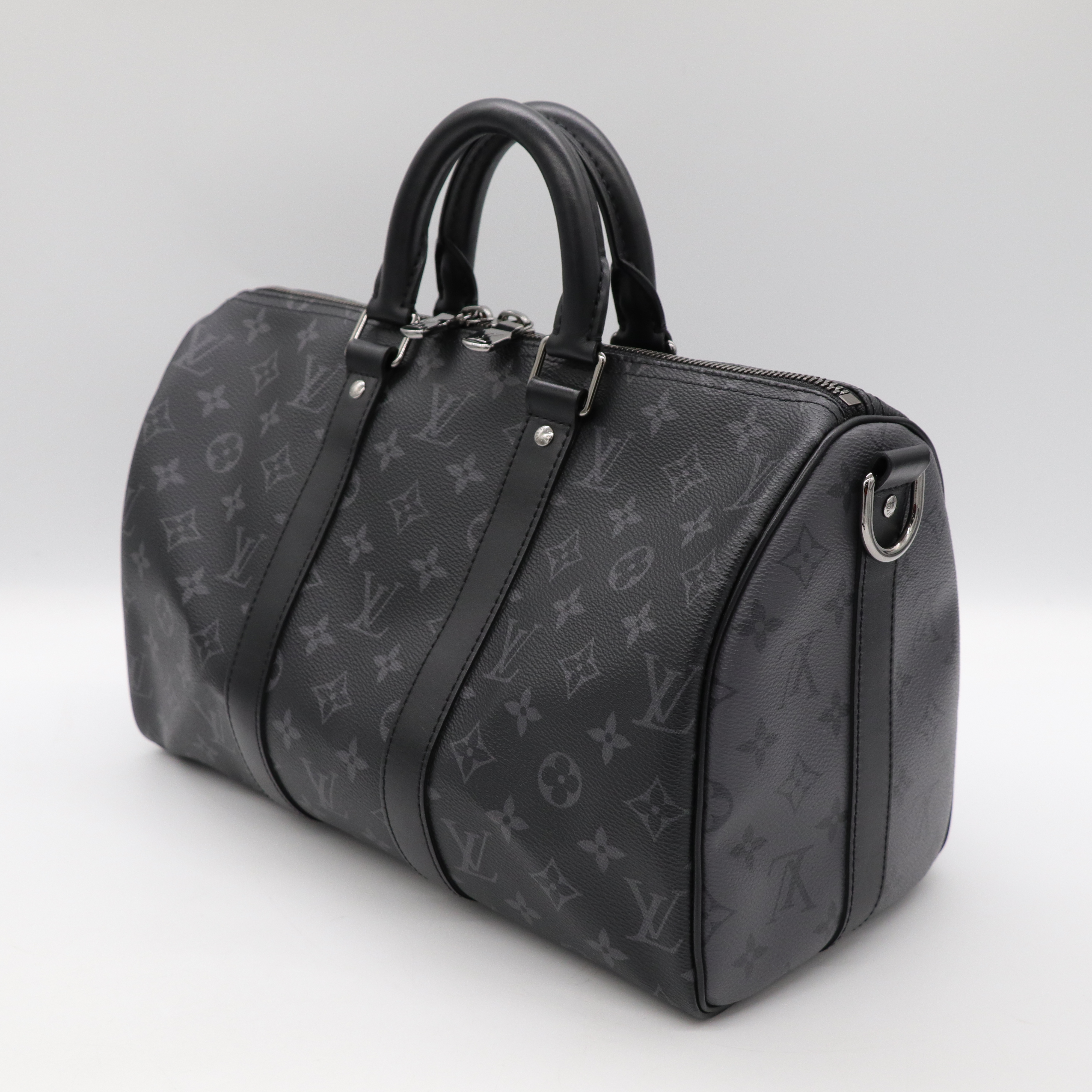 Louis Vuitton路易威登 黑色City Keepall Eclipse帆布 斜背包-3