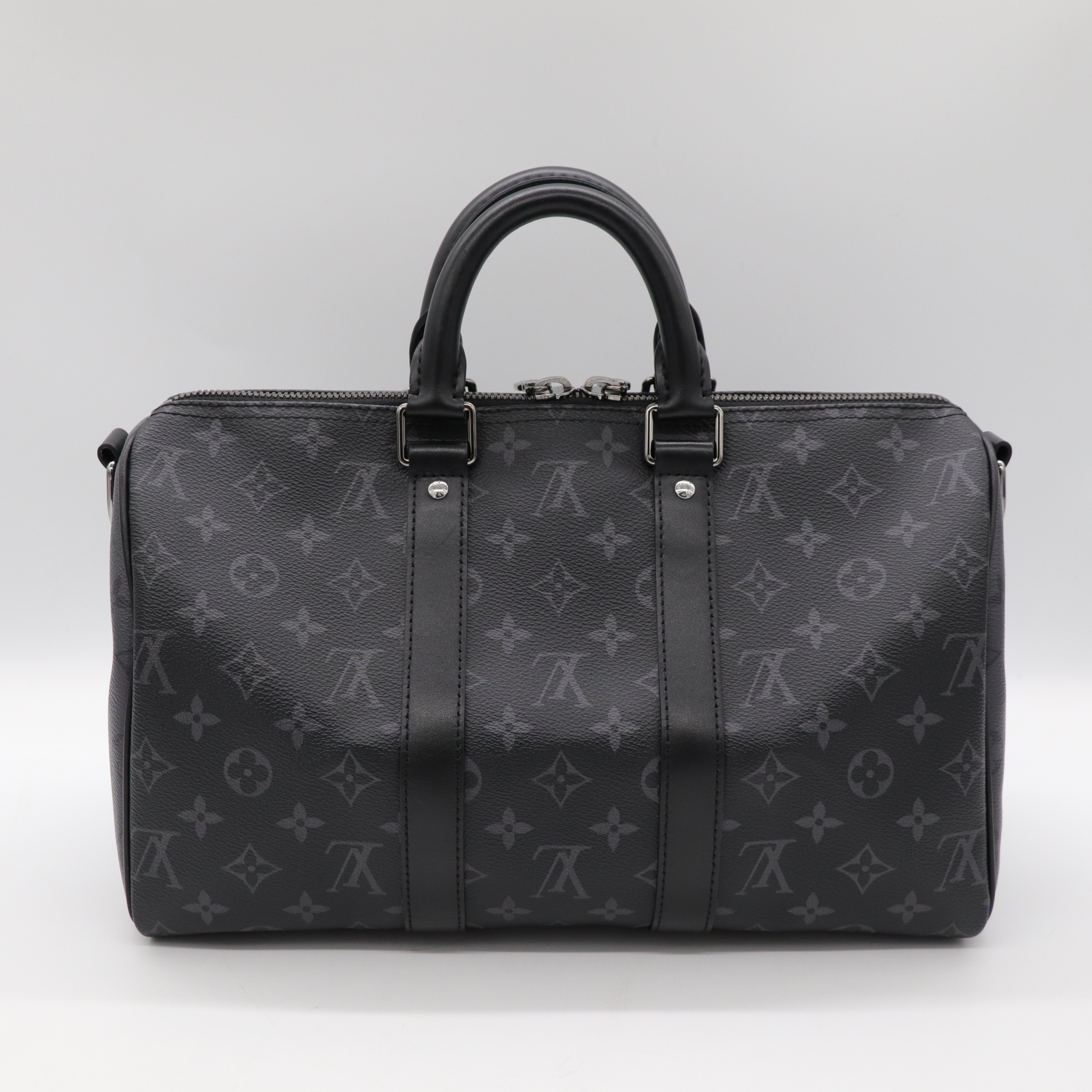 Louis Vuitton路易威登 黑色City Keepall Eclipse帆布 斜背包-4