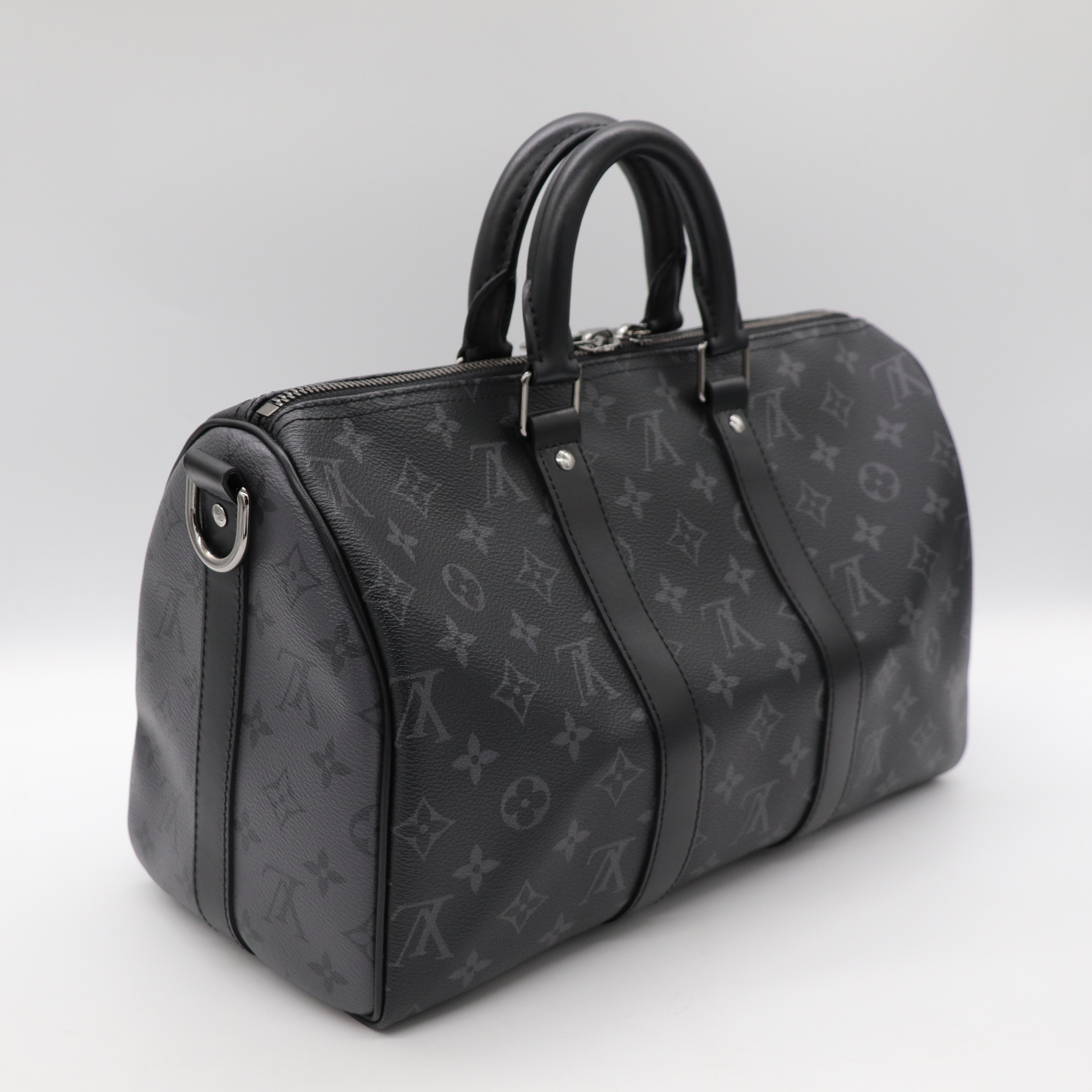 Louis Vuitton路易威登 黑色City Keepall Eclipse帆布 斜背包-5