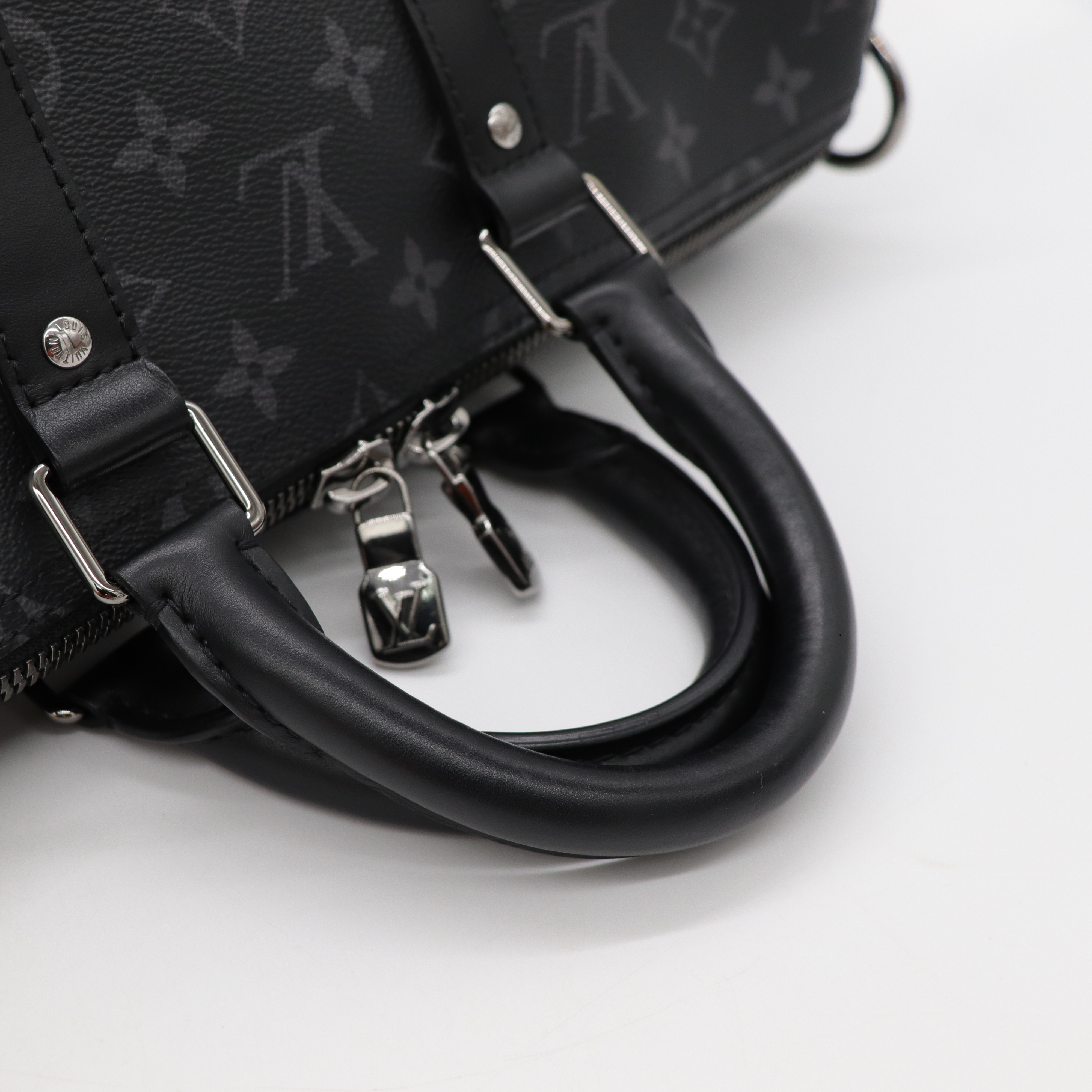 Louis Vuitton路易威登 黑色City Keepall Eclipse帆布 斜背包-8