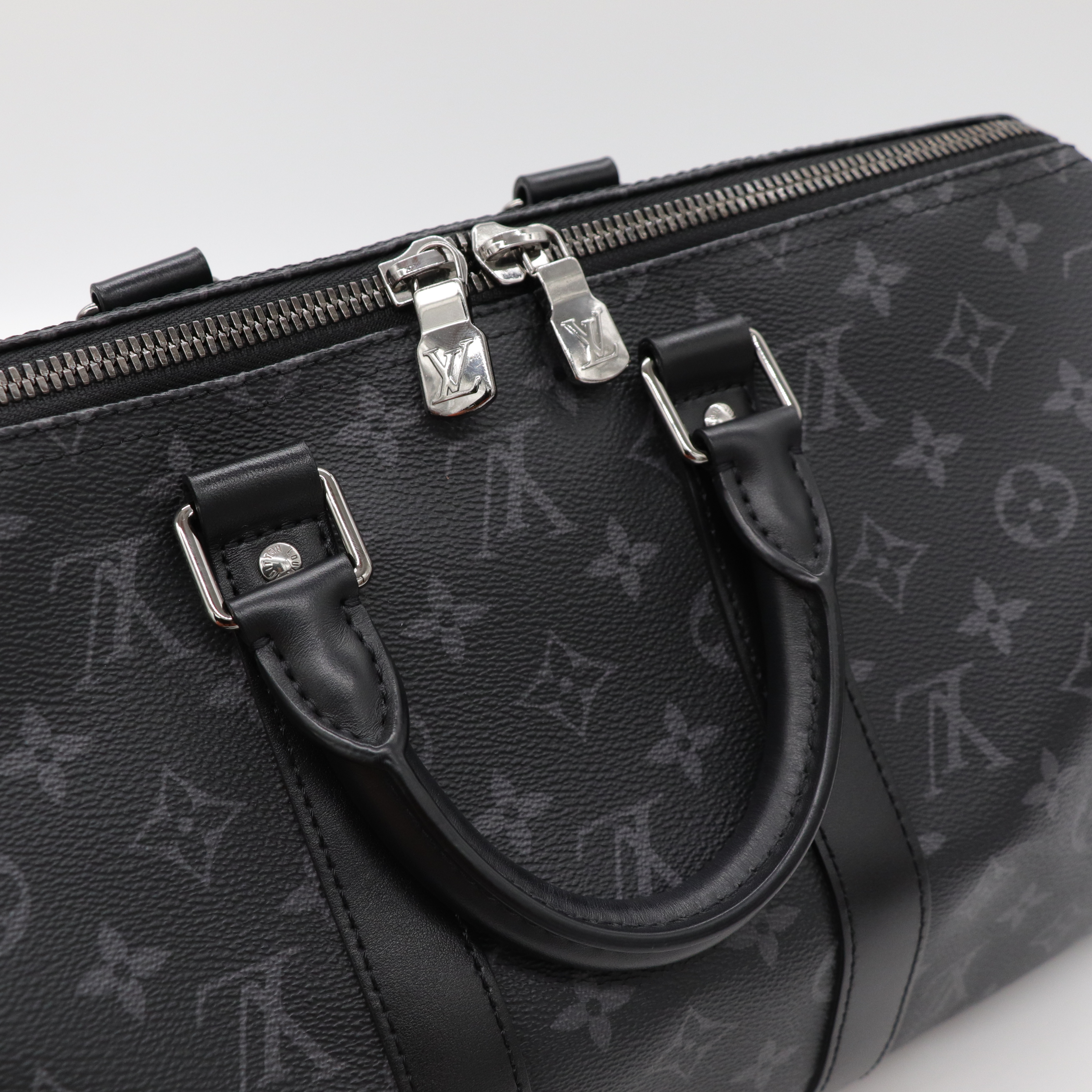 Louis Vuitton路易威登 黑色City Keepall Eclipse帆布 斜背包-9