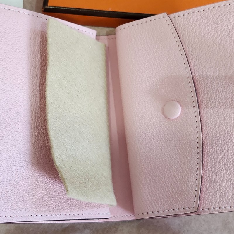 【全新全套】Hermes Bearn Mini 山羊皮 3Q 櫻花粉 銀扣 錢包短夾-18