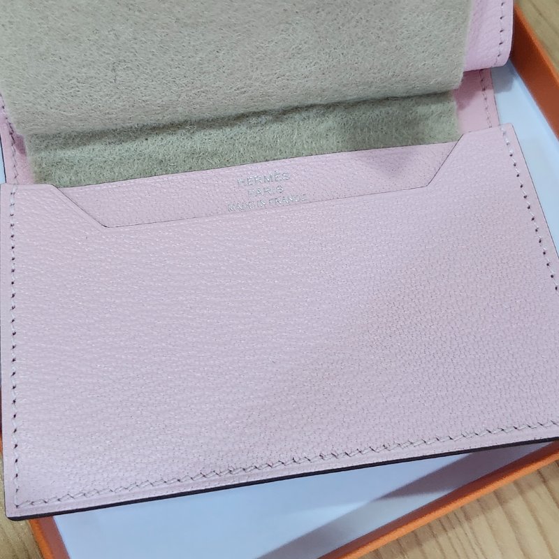 【全新全套】Hermes Bearn Mini 山羊皮 3Q 櫻花粉 銀扣 錢包短夾-19