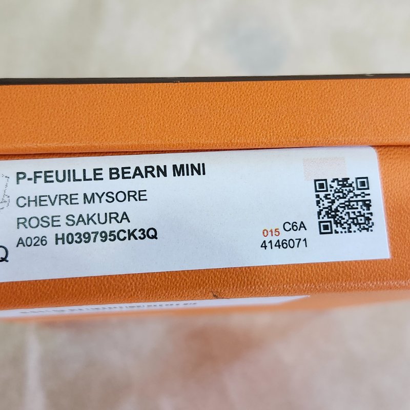 【全新全套】Hermes Bearn Mini 山羊皮 3Q 櫻花粉 銀扣 錢包短夾-27