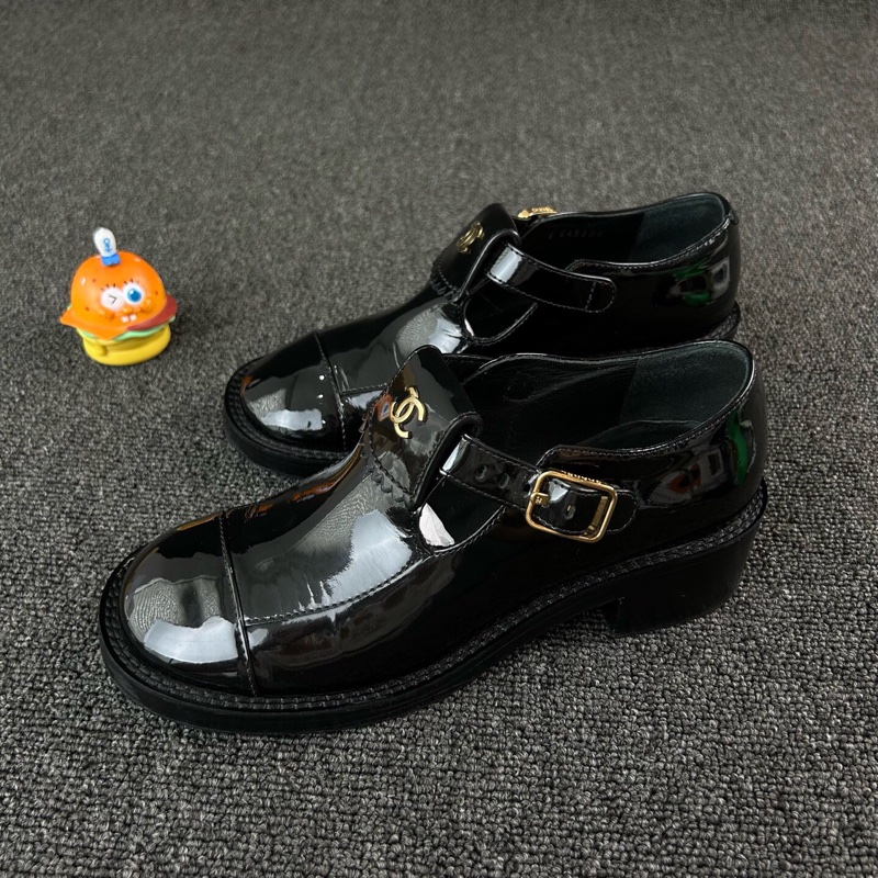 Chanel香奈兒黑色漆皮瑪麗珍鞋 尺碼：36  已貼底-0