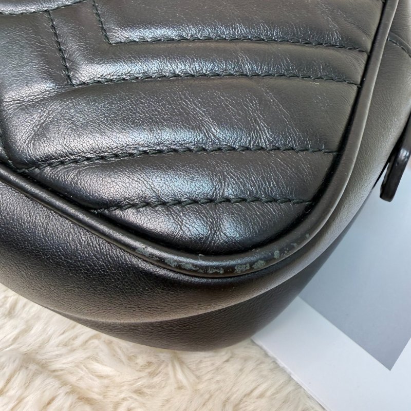 GUCCI 馬蒙 Marmont 相機包 黑色 波浪紋 牛皮 小號 24-4