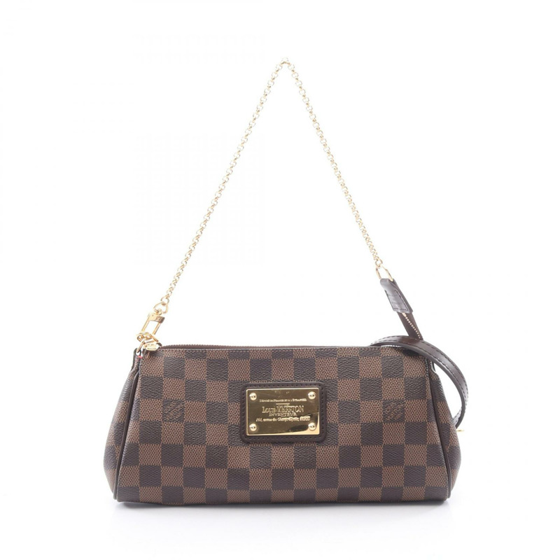 LOUIS VUITTON Eva 鏈條斜背包 N55213 Damier Ebene 帆布 二手 LV-0