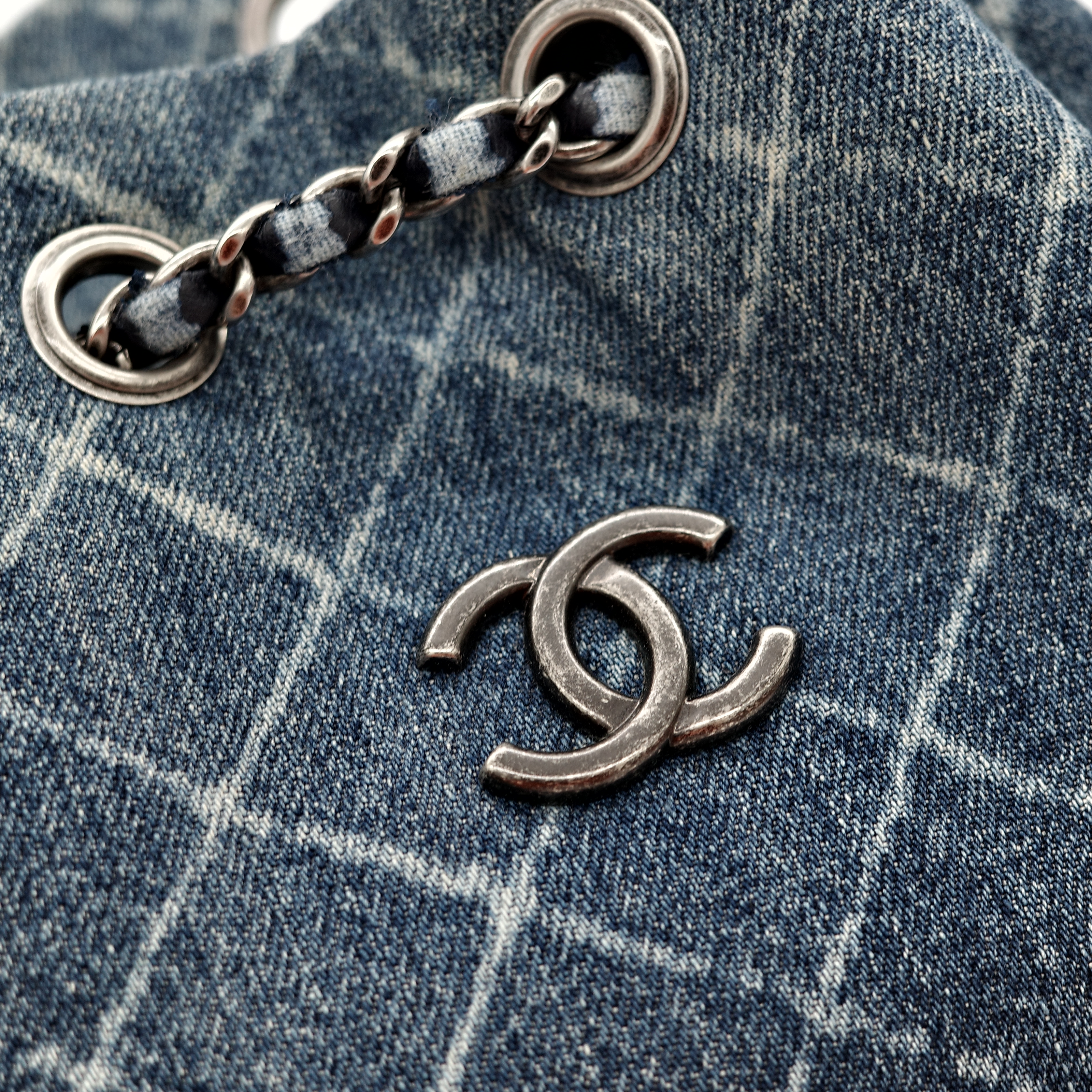 CHANELGabrielle DENIM 後背包 牛仔藍 鍊條-13