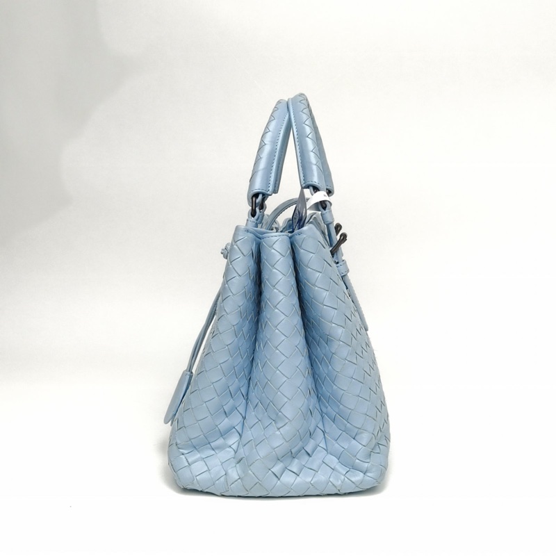BOTTEGA VENETA Roma羅馬包小號31藍色牛皮鎢鋼扣肩背包-1