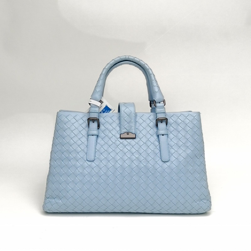 BOTTEGA VENETA Roma羅馬包小號31藍色牛皮鎢鋼扣肩背包-2
