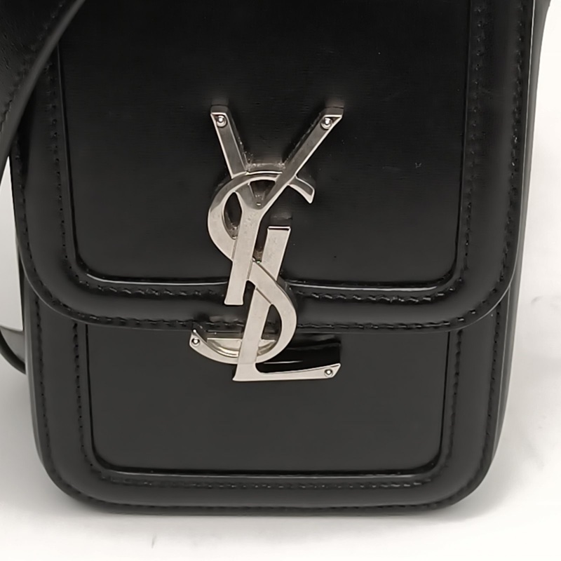 SAINT LAURENT 黑色牛皮銀扣Solferino相機包斜挎包-4