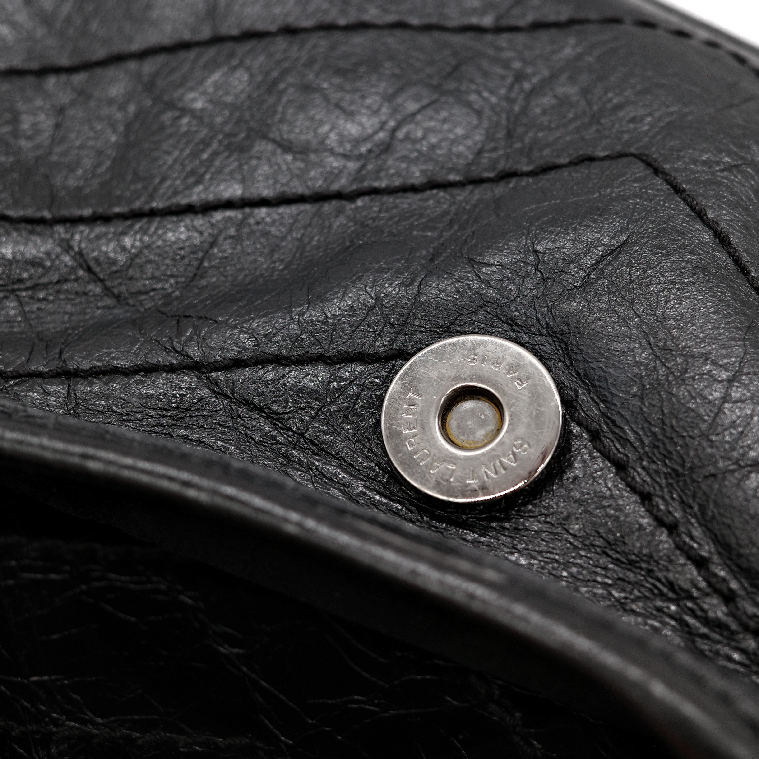 Saint Laurent YSL 聖羅蘭 黑色 BLACK NIKI 復古褶皺鏈條單肩包 翻蓋包-20