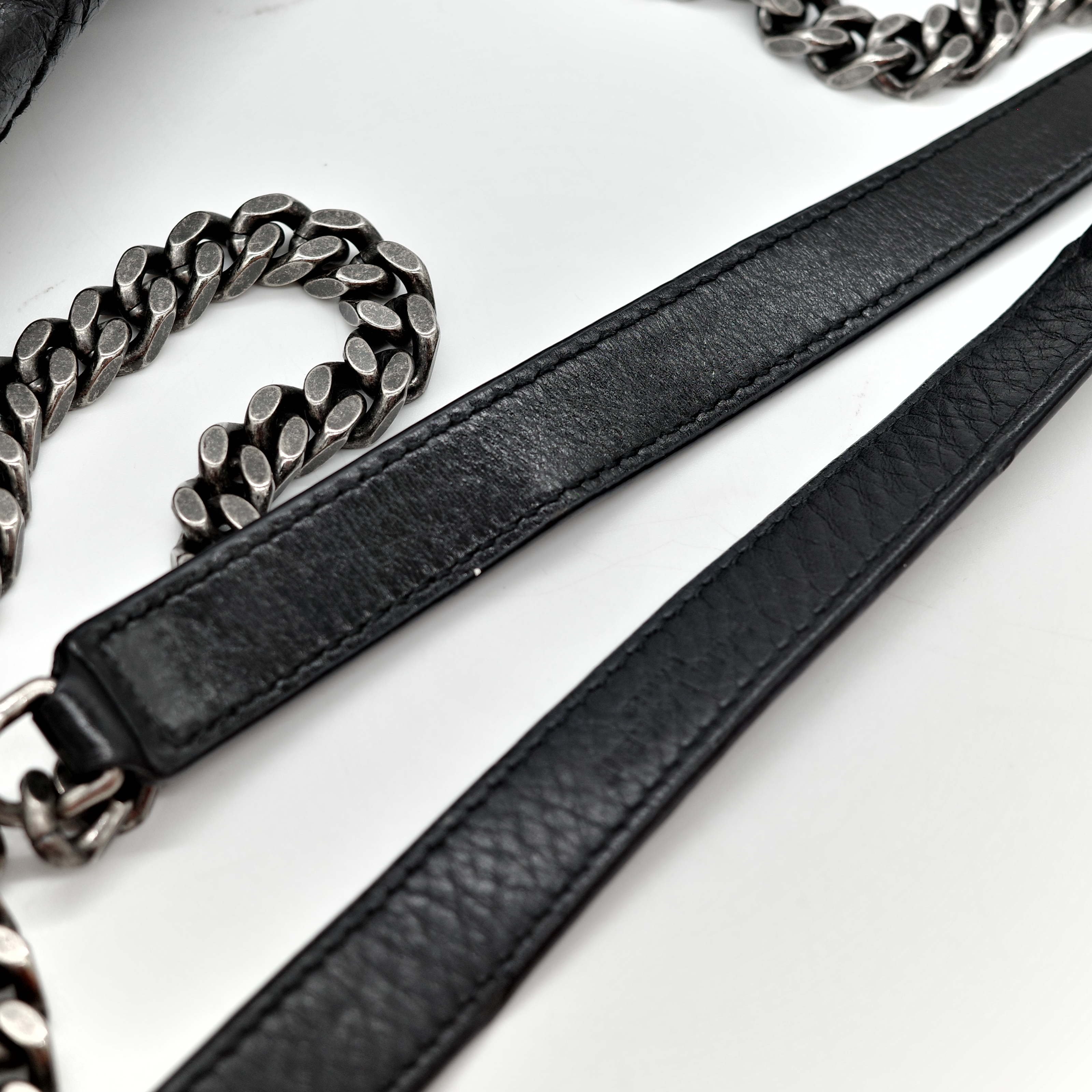 Saint Laurent YSL 聖羅蘭 黑色 BLACK NIKI 復古褶皺鏈條單肩包 翻蓋包-27
