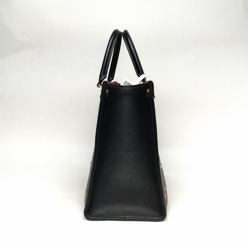 LOUIS VUITTON Onthego中號黑白牛皮晶片大Logo印花肩背包-1