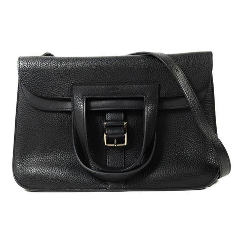 HERMES Clemence皮革Halzan 31手挽肩背兩用袋Noir