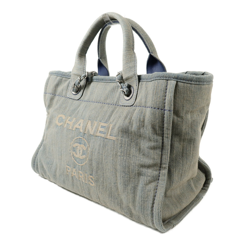 CHANEL 牛仔布Deauville MM手挽肩背兩用袋-2