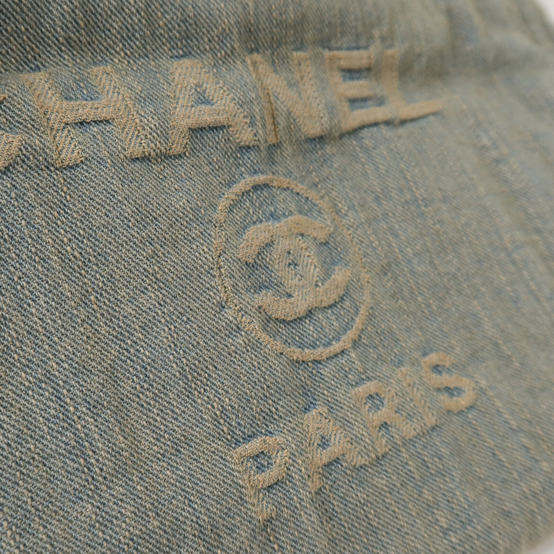 CHANEL 牛仔布Deauville MM手挽肩背兩用袋-6