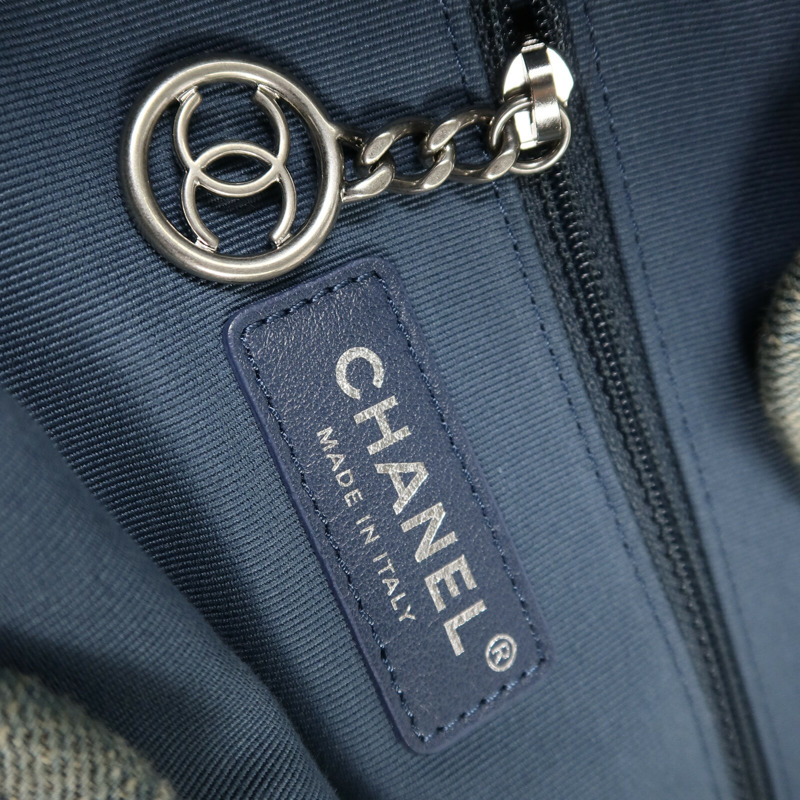 CHANEL 牛仔布Deauville MM手挽肩背兩用袋-9