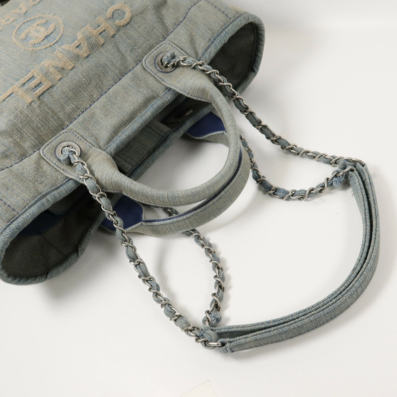 CHANEL 牛仔布Deauville MM手挽肩背兩用袋-10