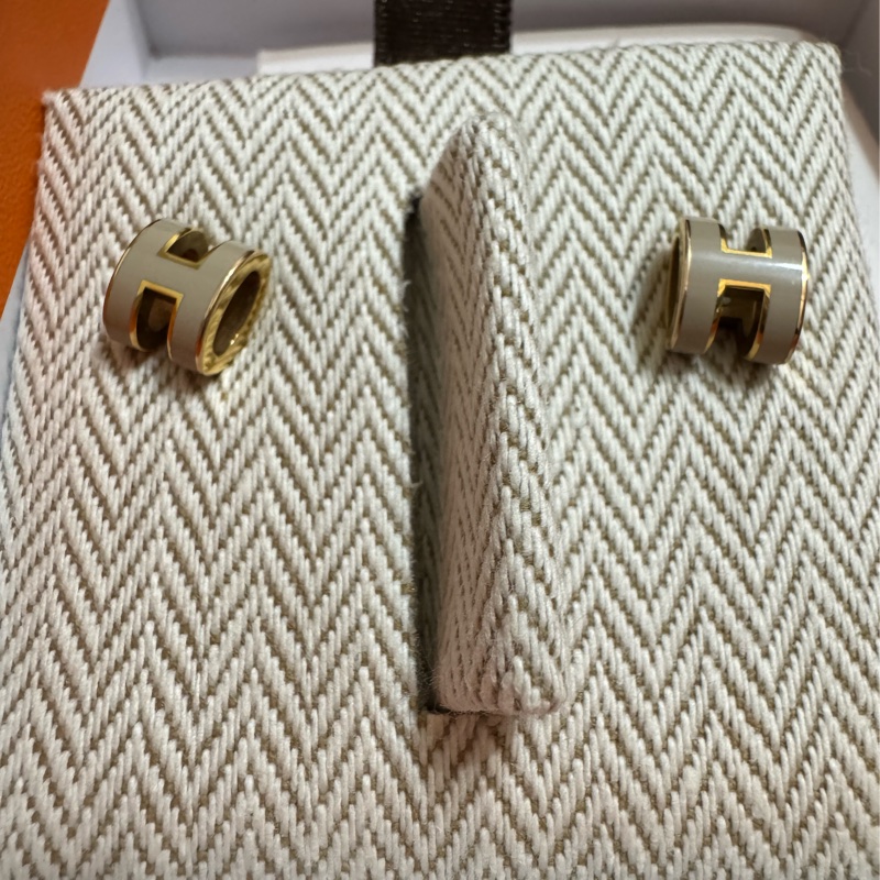 mini pop H 二手耳環,奶茶色-1