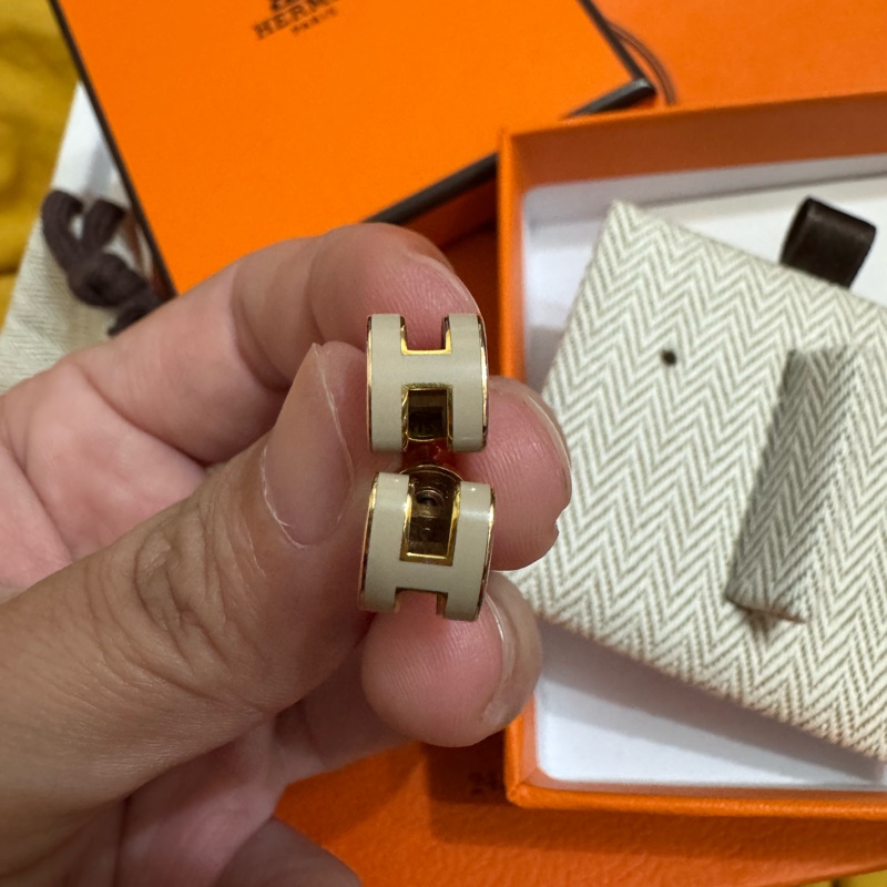 mini pop H 二手耳環,奶茶色-3
