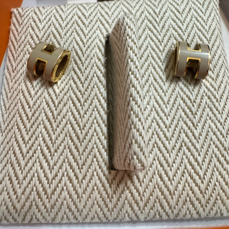 mini pop H 二手耳環,奶茶色-5