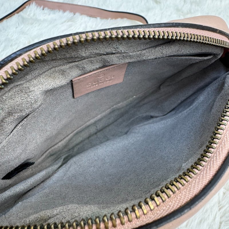 GUCCI 馬蒙 Marmont 相機包 粉色 波浪紋 牛皮 mini 18 金色雙G-5