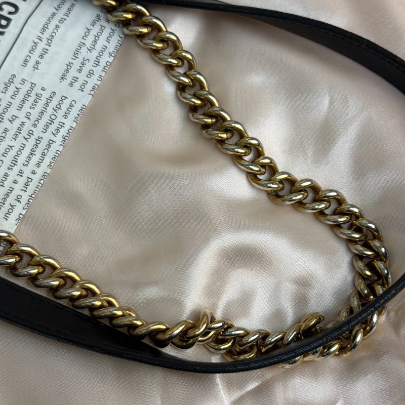 GUCCI 馬蒙 Marmont 黑色 波浪紋拼圓弧紋 牛皮 小號 22 鏈條-9