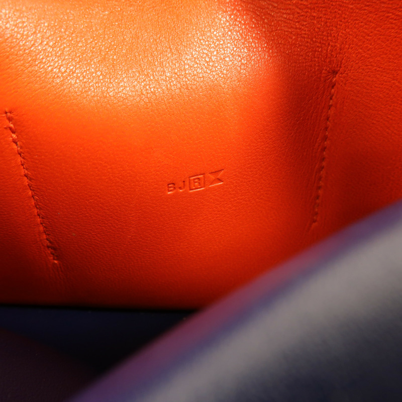 HERMES Swift皮革Dogon GM長錢包Bleu Marine/Feu-7