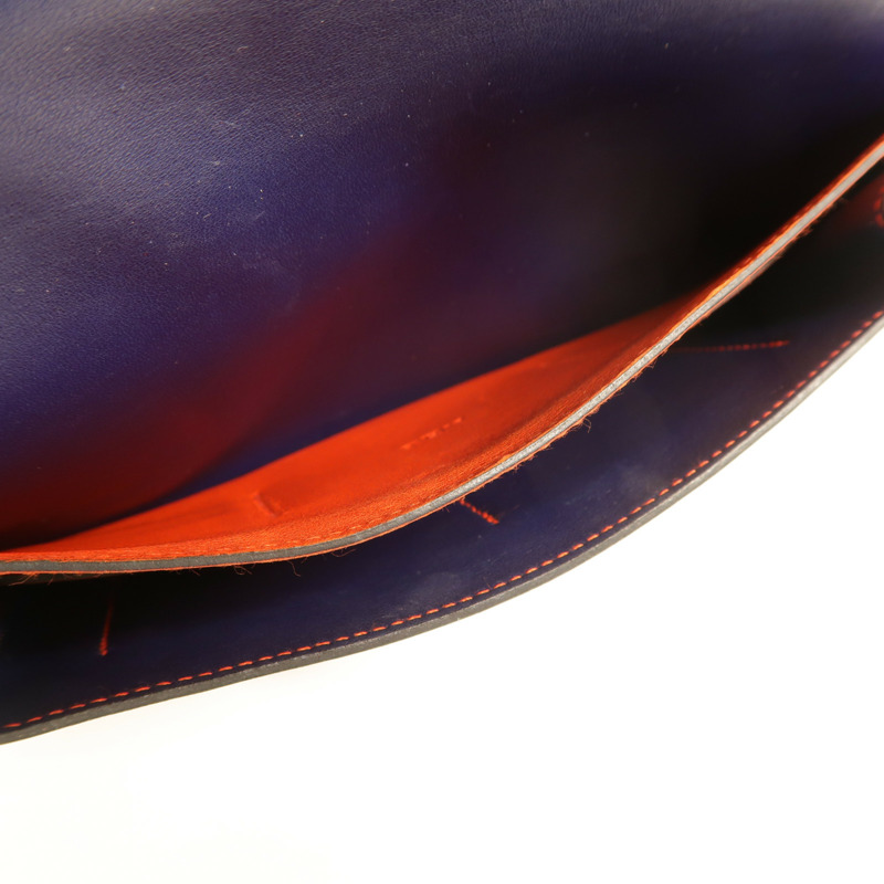 HERMES Swift皮革Dogon GM長錢包Bleu Marine/Feu-8