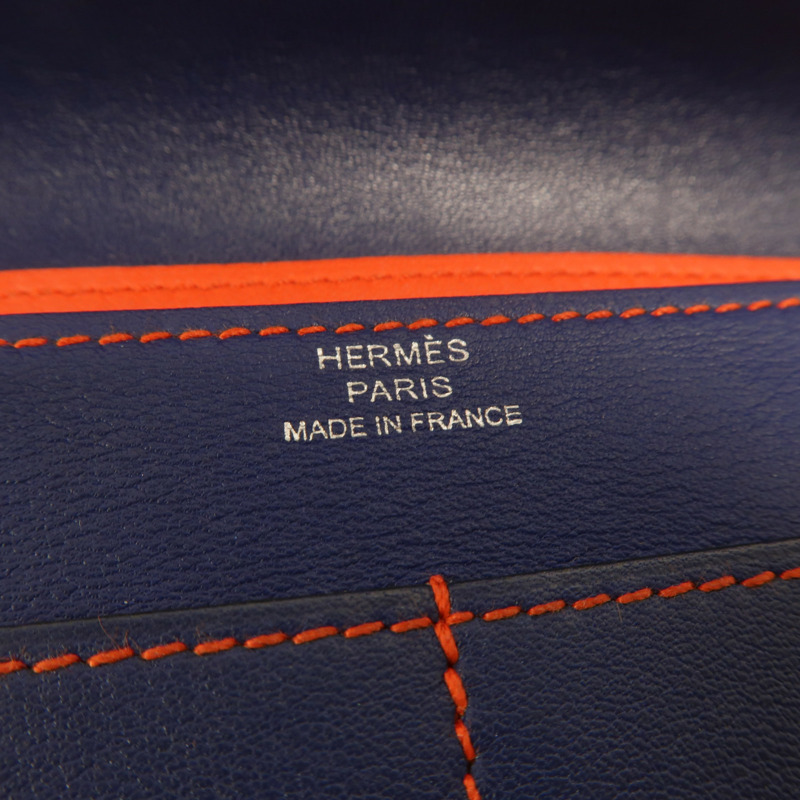 HERMES Swift皮革Dogon GM長錢包Bleu Marine/Feu-9